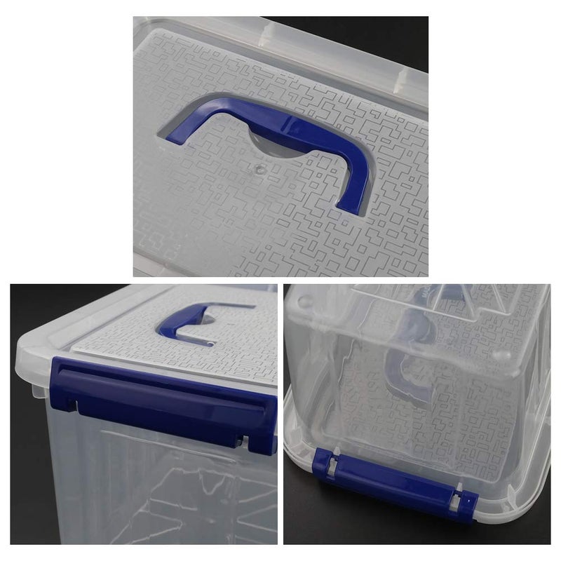 Hespama 4 Packs 6 Quart Lidded Storage Bin, Plastic Latching Container Box with Handle - Image 5